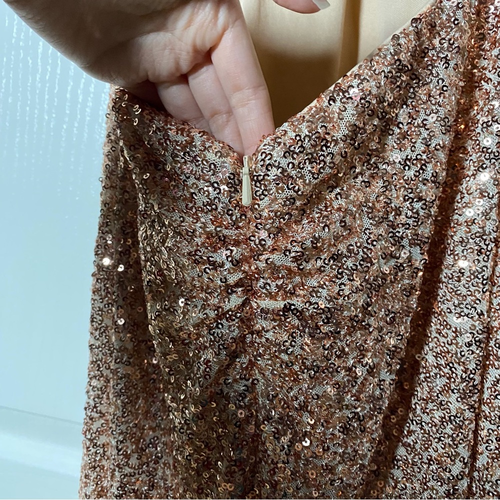 La Femme Sparkling Tan Maxi Dress - Picture 10 of 16